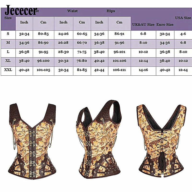 Jececer Corset Top Women Steampunk Gothic Corset Strappy Bustier Black and Gold Size S-2XL
Jececer Corset Top Women Steampunk Gothic Corset Strappy Bustier Black and Gold Size S-2XL