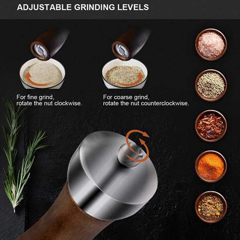 Manual Spice Mill Wood, with Adjustable Salt & Pepper Mill Wood, Wood Pepper Mill Salt Mill, with Brush & Spoon
Manual Spice Mill Wood, with Adjustable Salt & Pepper Mill Wood, Wood Pepper Mill Salt Mill, with Brush & Spoon