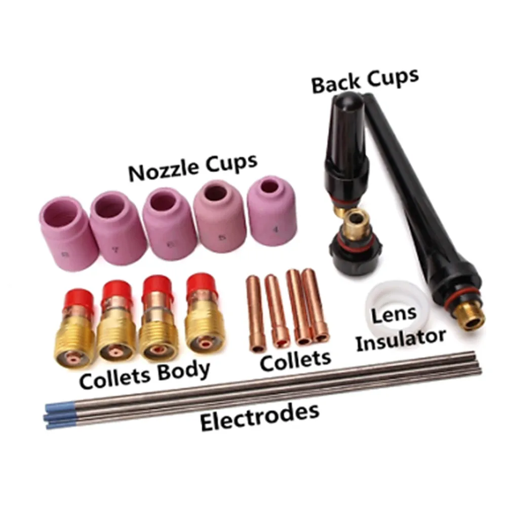 31Pcs TIG Welding Torch Stubby Gas Lens Glass Cup Accessories Kit Welding & Soldering Supplies For WP9/20/25 PTA-9 PTA-9V PTW-20
31Pcs TIG Welding Torch Stubby Gas Lens Glass Cup Accessories Kit Welding & Soldering Supplies For WP9/20/25 PTA-9 PTA-9V PTW-20