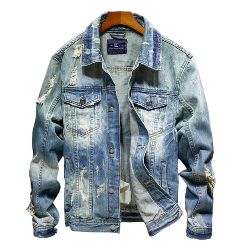 Men's Ripped Jean Jacket Hip Hop Streetwear Coats Chaqueta Hombre 3XL Denim Jackets Men Cowboy Slim Fit Bomber Jacket
Men's Ripped Jean Jacket Hip Hop Streetwear Coats Chaqueta Hombre 3XL Denim Jackets Men Cowboy Slim Fit Bomber Jacket
