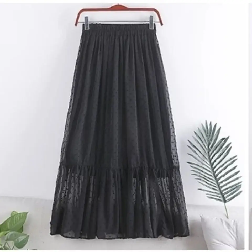 Polka Dot Chiffon Fairy Skirt Female 2021 Spring and Summer New Flocking Chiffon Stitching Mid-length Skirt Female
Polka Dot Chiffon Fairy Skirt Female 2021 Spring and Summer New Flocking Chiffon Stitching Mid-length Skirt Female