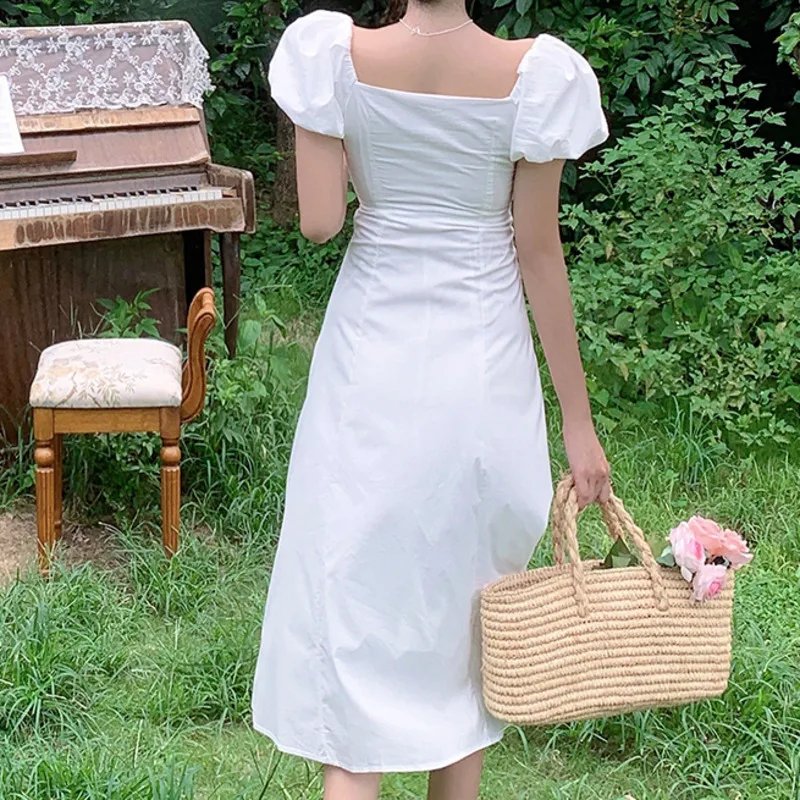 High Quality Vintage Bubble Sleeve Blue /white Maxi Dress Summer Sexy Strappy Dress Sukienki Damskie Vestidos Mujer Verano 2021
High Quality Vintage Bubble Sleeve Blue /white Maxi Dress Summer Sexy Strappy Dress Sukienki Damskie Vestidos Mujer Verano 2021