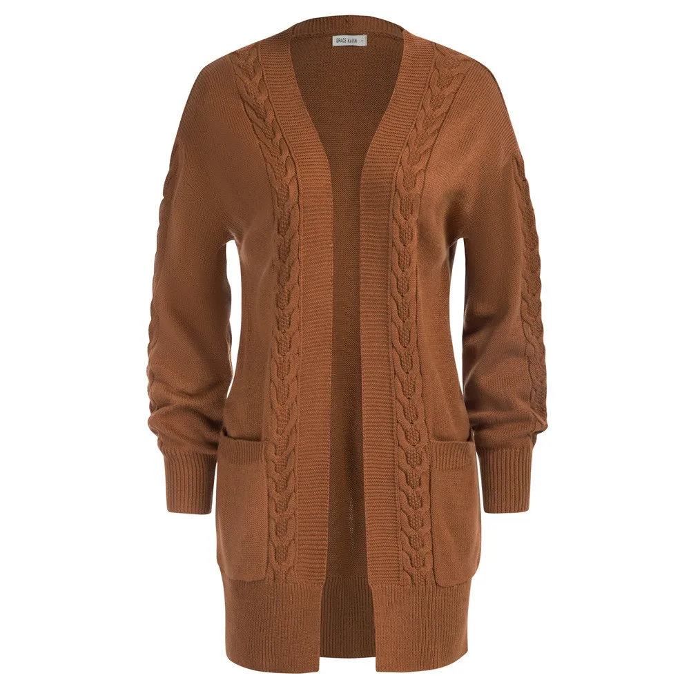 Solid Color Knitted Sweater Women Elegant Winter Loose Long Sweaters Open Front Cable Knitted Knitwear
Solid Color Knitted Sweater Women Elegant Winter Loose Long Sweaters Open Front Cable Knitted Knitwear
