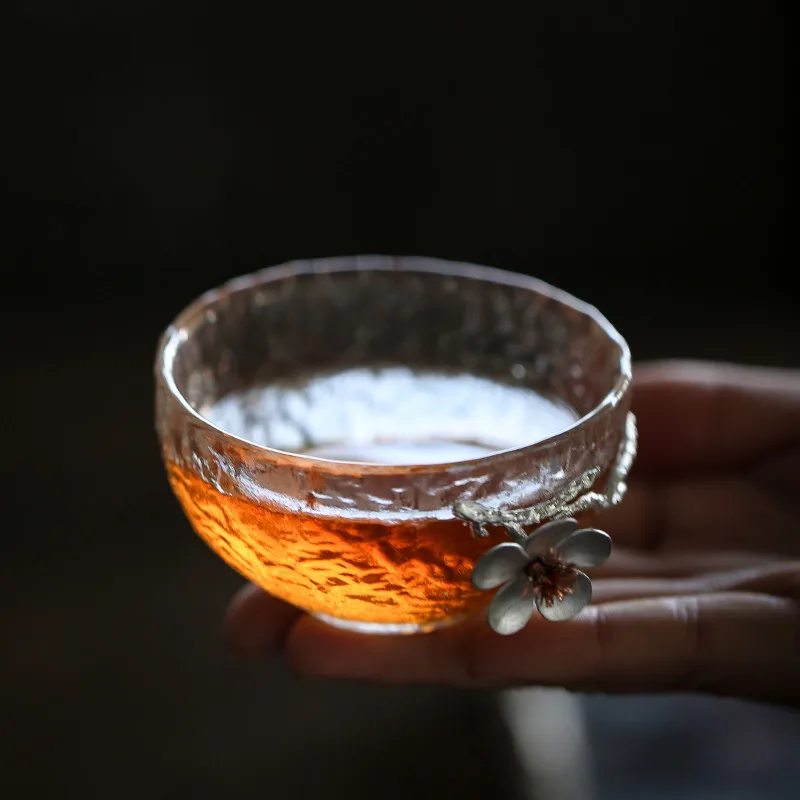 Japanese Style Glass Tin Plum Blossom Water Cup Flower Kung Fu Office Tea Set Drinking Mug Transparent Heat-Resistant Teacup
Japanese Style Glass Tin Plum Blossom Water Cup Flower Kung Fu Office Tea Set Drinking Mug Transparent Heat-Resistant Teacup