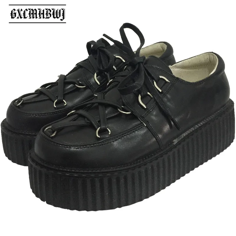 GXCMHBWJ Gothic Vintage Flat Creepers Platform Women Pumps Japanese Harajuku Lace Up Thick Bottom Muffin Shoes Black Punk Shoes
GXCMHBWJ Gothic Vintage Flat Creepers Platform Women Pumps Japanese Harajuku Lace Up Thick Bottom Muffin Shoes Black Punk Shoes