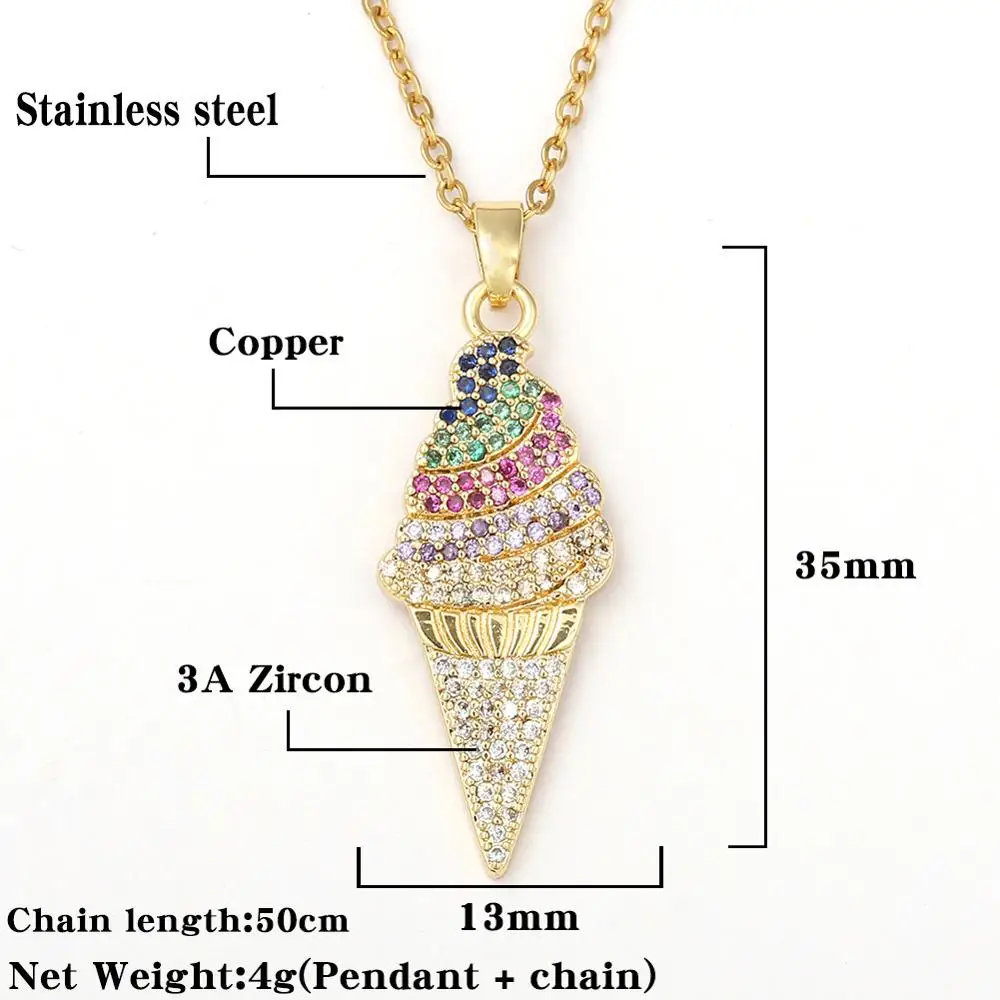 Colorful ice cream pendant couple necklace AAA zircon accessories for women/mans Necklace
Colorful ice cream pendant couple necklace AAA zircon accessories for women/mans Necklace