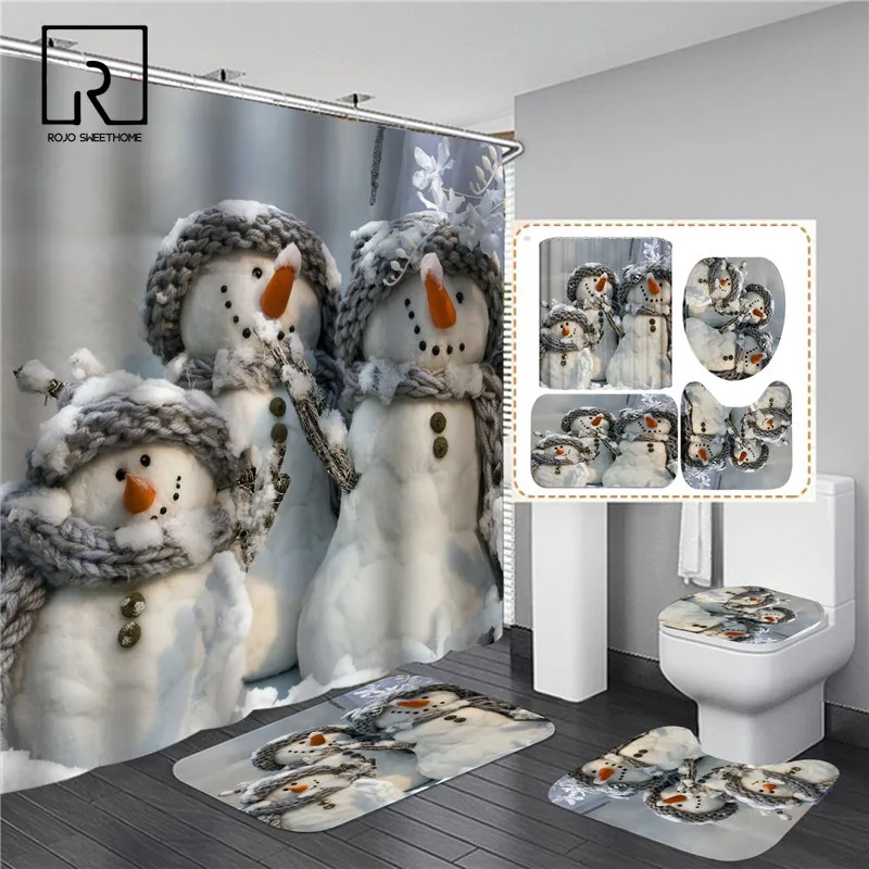 White Snowman Printed Shower Curtain Set Christmas Decor Home Festival Non-slip Toilet Seat Lid Cover Bath Mat with Hooks Home
White Snowman Printed Shower Curtain Set Christmas Decor Home Festival Non-slip Toilet Seat Lid Cover Bath Mat with Hooks Home