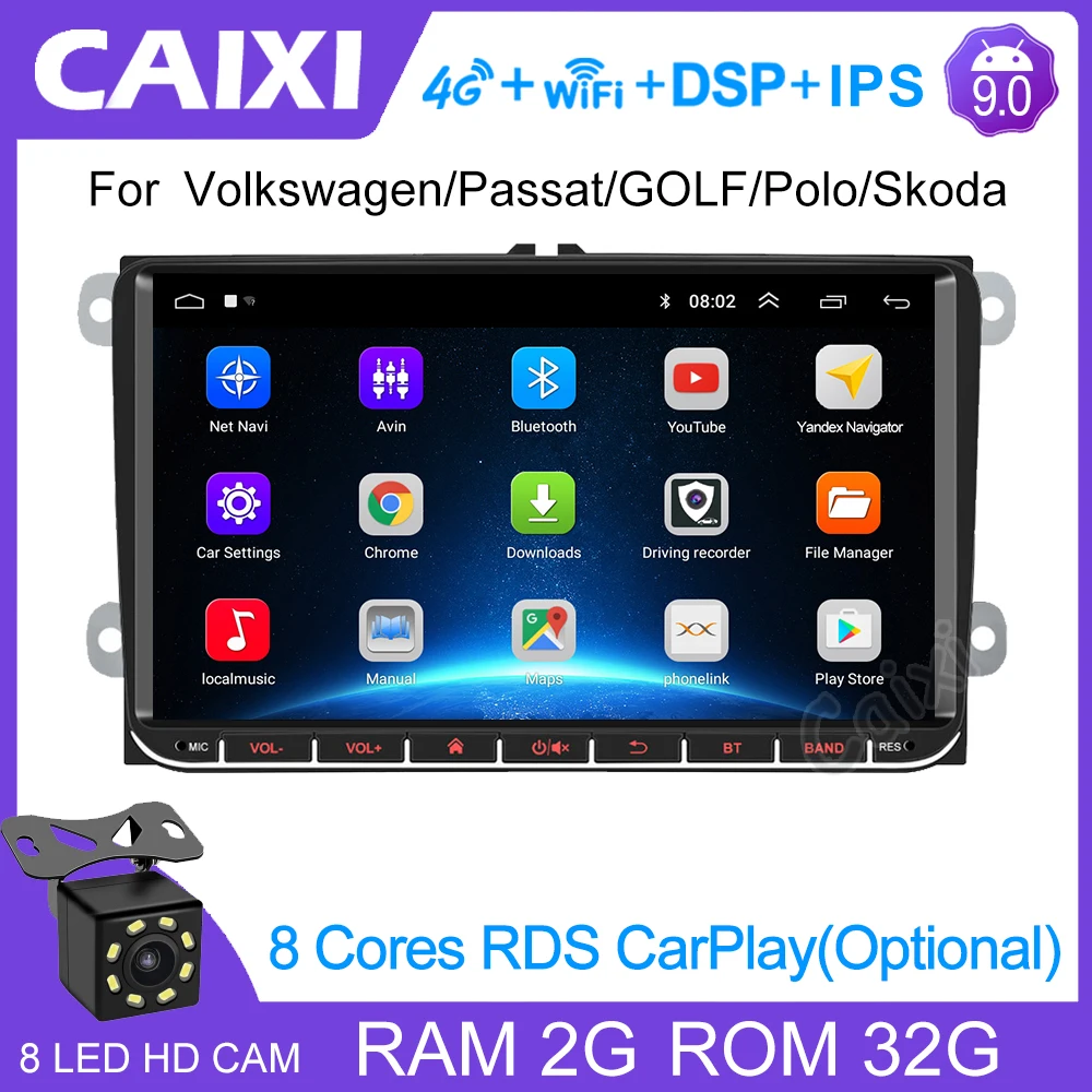 2 Din радио автомобиль Android 8 1 gps Мультимедиа для Volkswagen Skoda Octavia Golf 5 6 touran passat B6 Polo Tiguan