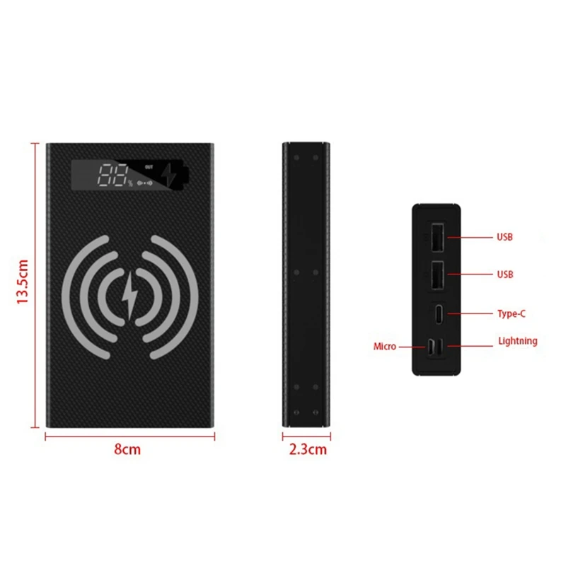 5 x 18650 Mobile Power Box Detachable 18650 Charging QC 3.0 PD DIY