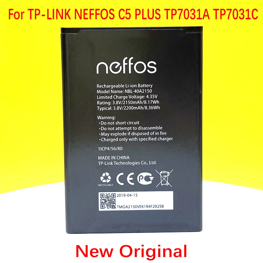 

100% New Original 2150mAh NBL-40A2150 Battery For TP-LINK NEFFOS C5 PLUS TP7031A TP7031C