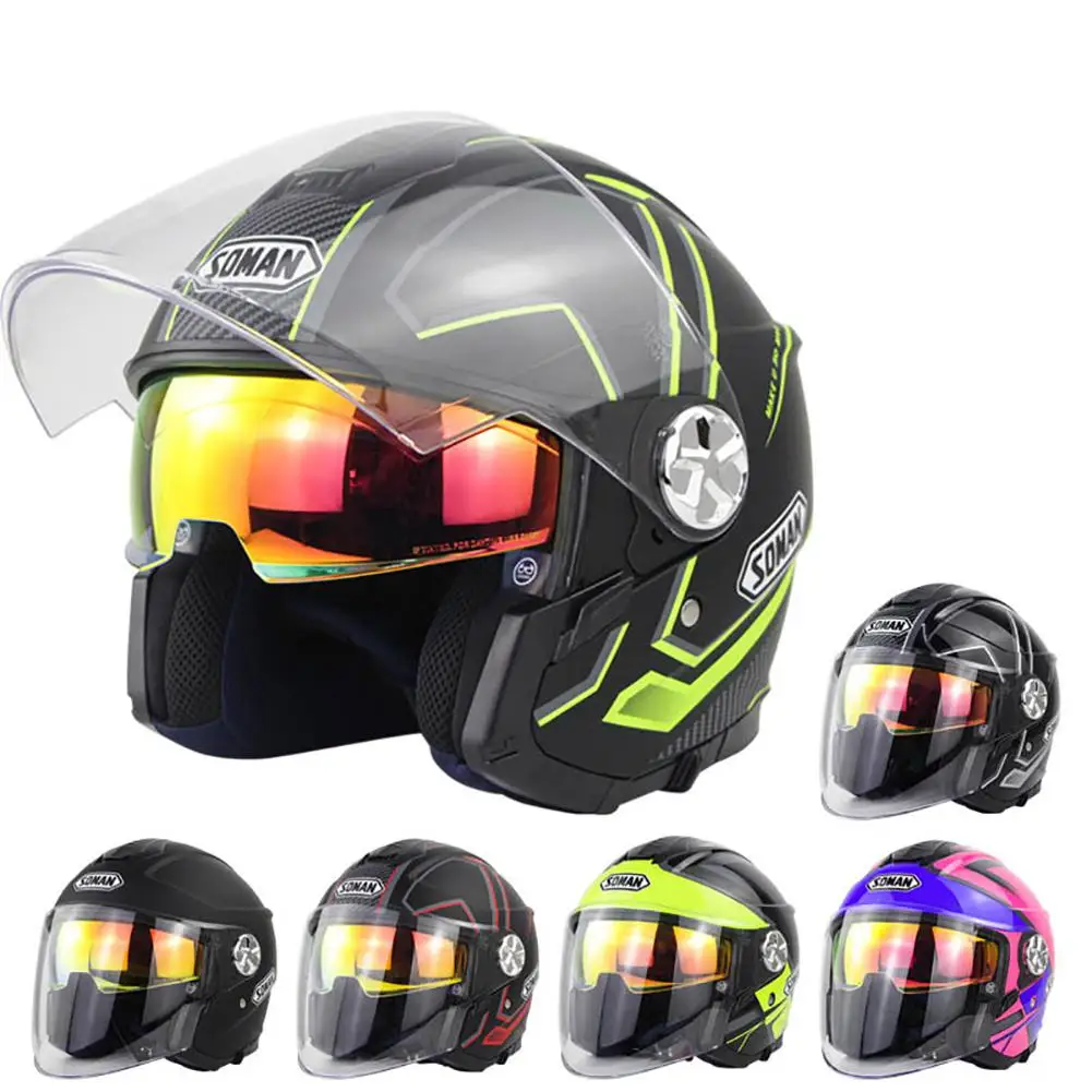 Motorcycle Helmet Double Lenses Motocross Crash Helment 3/4 Electrical Dual Visor Half Face Bike Cycling Helmet With Accessories
Motorcycle Helmet Double Lenses Motocross Crash Helment 3/4 Electrical Dual Visor Half Face Bike Cycling Helmet With Accessories