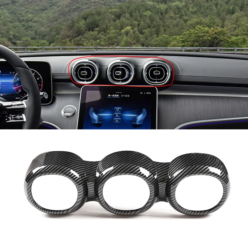 For Mercedes Benz C Class W206 2022 Carbon Fiber Texture Car Dashboard Center Console Air Conditioning Vent Outlet Trim Cover 
For Mercedes Benz C Class W206 2022 Carbon Fiber Texture Car Dashboard Center Console Air Conditioning Vent Outlet Trim Cover