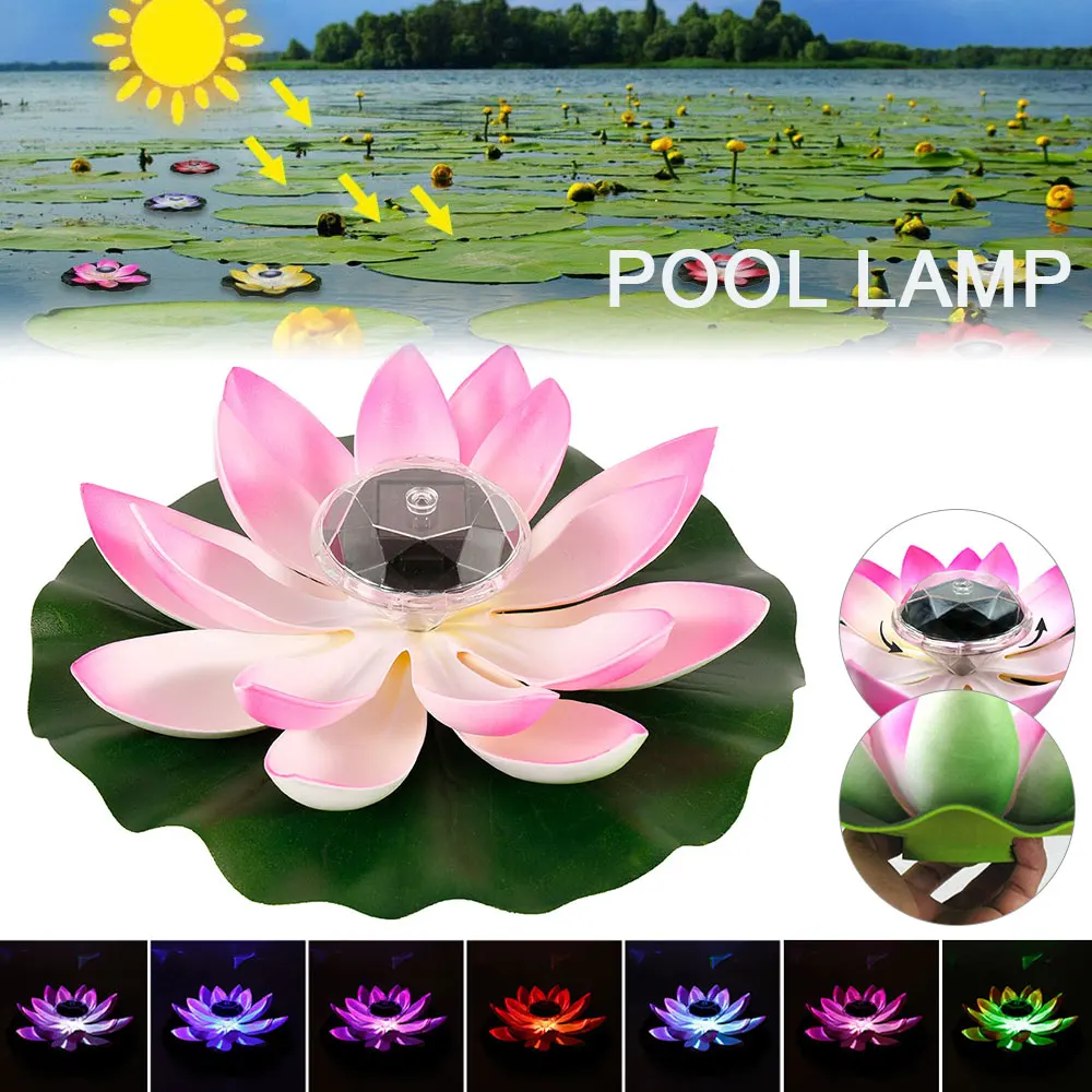 1PC Solar Lotus Lamp Powered LED Flower Light Floating Fountain Pond Garden Pool Lamp Realistic Shape Led Bright Lamps Bulb
1PC Solar Lotus Lamp Powered LED Flower Light Floating Fountain Pond Garden Pool Lamp Realistic Shape Led Bright Lamps Bulb