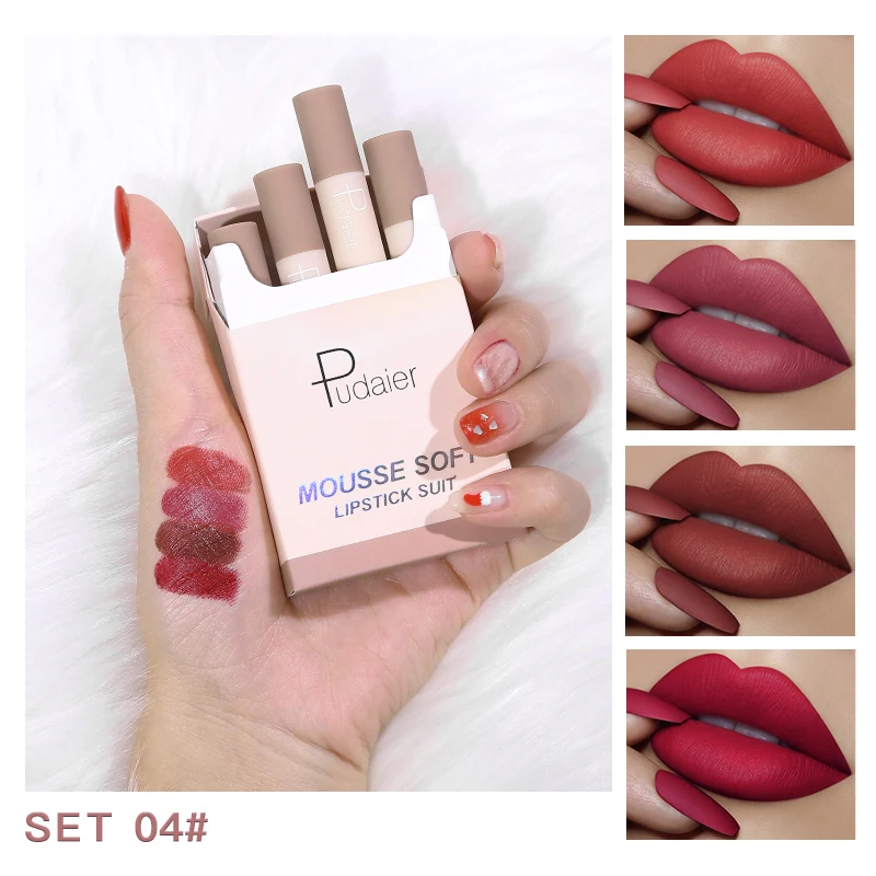 Pudaier Lipstick Set Matte 4 Colors Lip Tint Waterproof Long Lasting Lip Makeup Lip Stick Lot Cosmetics rouge a levres mat
Pudaier Lipstick Set Matte 4 Colors Lip Tint Waterproof Long Lasting Lip Makeup Lip Stick Lot Cosmetics rouge a levres mat