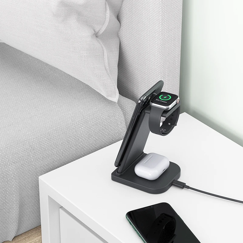 3 in 1 Mobile Phone Watch Multi-Function Charging Stand Wireless Charger for iPhones & Apple Watch HQ-UD21 Folding 
3 in 1 Mobile Phone Watch Multi-Function Charging Stand Wireless Charger for iPhones & Apple Watch HQ-UD21 Folding