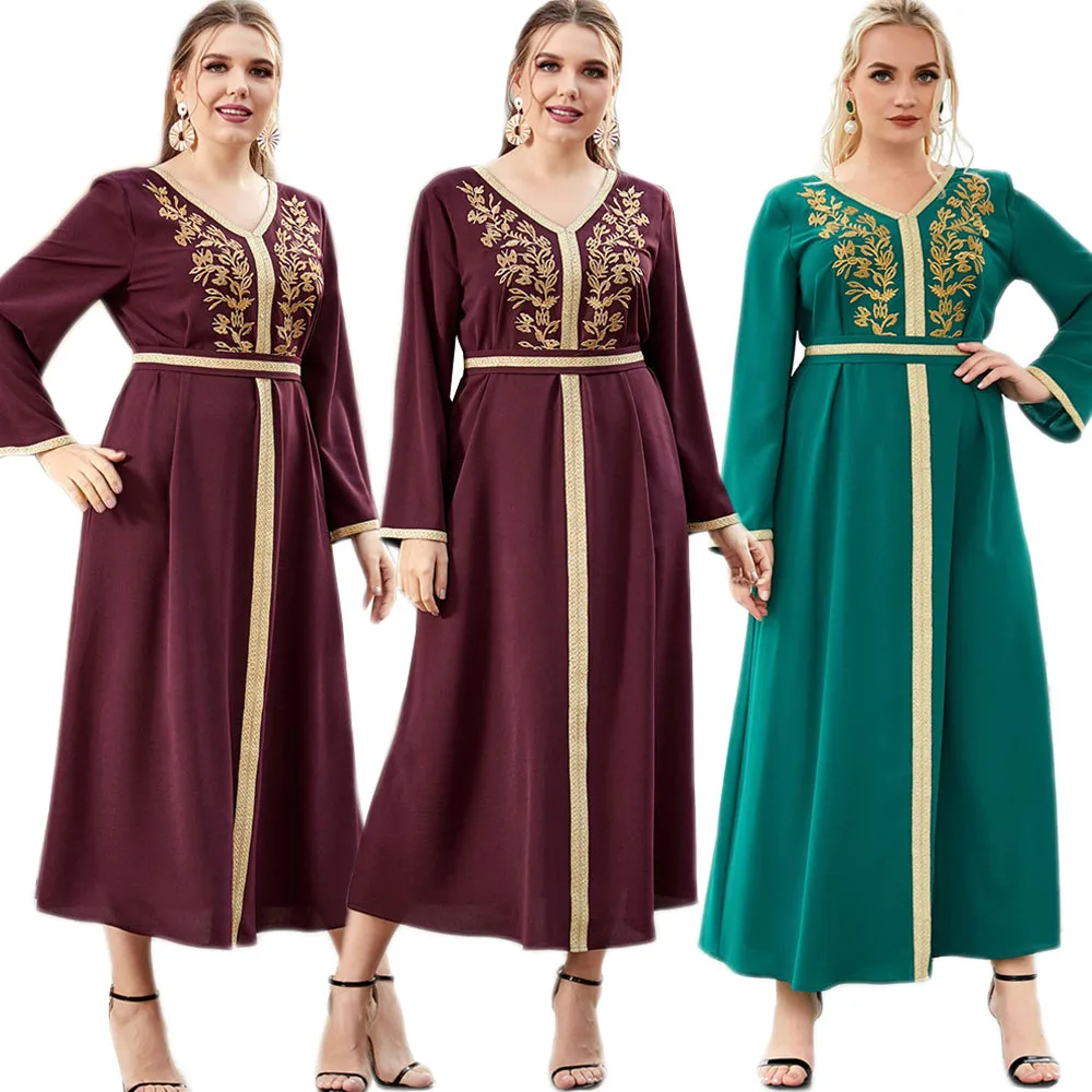 Muslim Women Embroidery Long Dress Kaftan Dubai Turkey Middle East Ramadan Dubai Arab Abaya Eid Ramadan Ethnic V-neck Maxi Robe
Muslim Women Embroidery Long Dress Kaftan Dubai Turkey Middle East Ramadan Dubai Arab Abaya Eid Ramadan Ethnic V-neck Maxi Robe