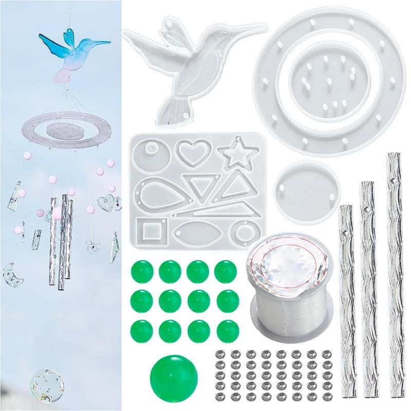 

Crystal Epoxy DIY Mold Wind Chime Material Kit Hummingbird Sun Star Moon Butterfly Dragonfly Fairy Fantasy Ornaments