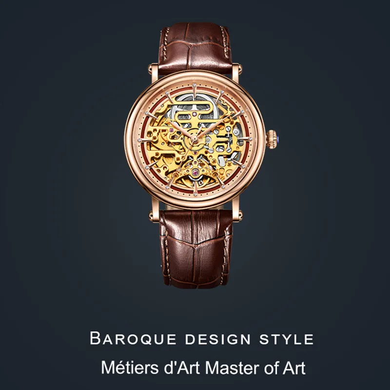 Reef Tiger/RT Men's Vintage Business Automatic Watches Skeleton Dial Rose Gold Tone Brown Leather Mechanical Watch Clock RGA1917
Reef Tiger/RT Men's Vintage Business Automatic Watches Skeleton Dial Rose Gold Tone Brown Leather Mechanical Watch Clock RGA1917