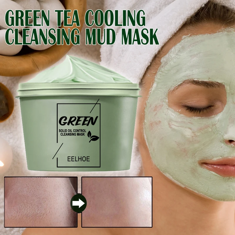 

Грязевая маска для контроля жирности зеленого чая, Очищающая маска от акне, увлажняющая маска от черных точек и мелких пор