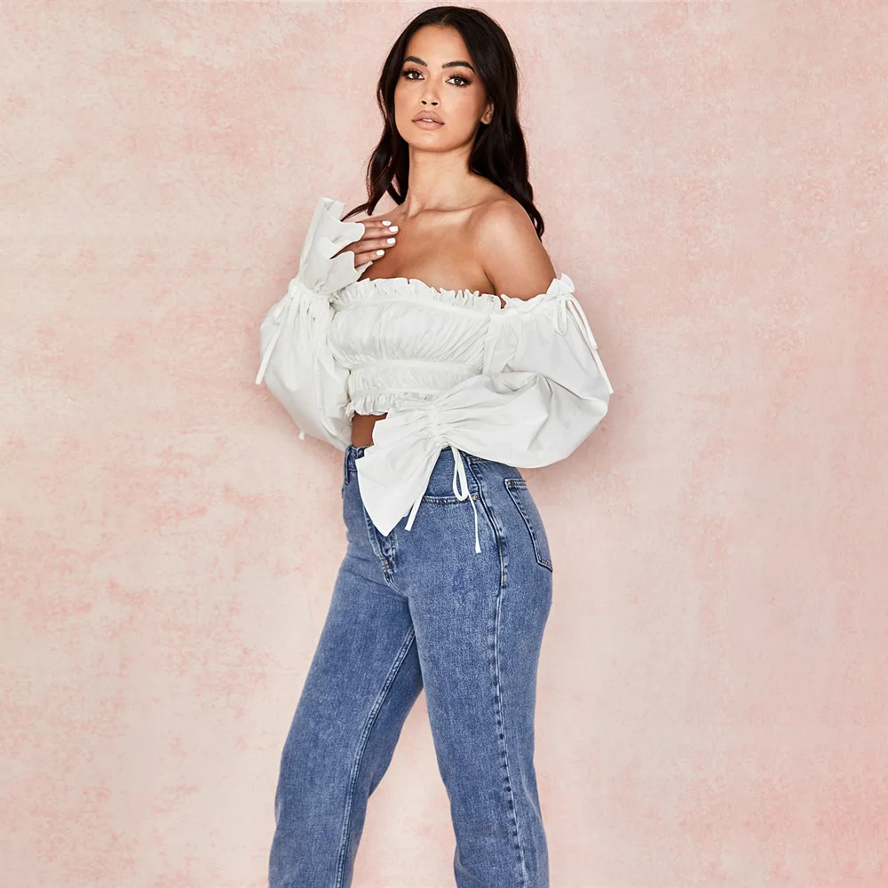 New Fashion Women White Cotton Long Puff Sleeve Off Shoulder Crop Top 2020 Summer Ladies Casual Blouse Shirt Blusas Streetwear
New Fashion Women White Cotton Long Puff Sleeve Off Shoulder Crop Top 2020 Summer Ladies Casual Blouse Shirt Blusas Streetwear