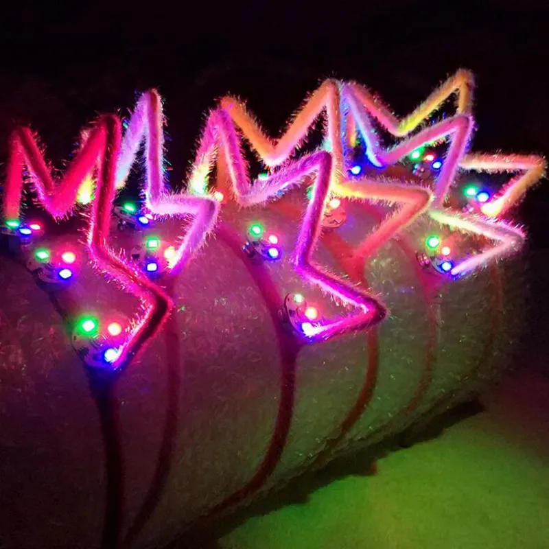 

2021 New Crown LED Flashing Headband Women Girls Blinking Glowing Hairband Headwear Birthday Disco Rave Glow Party Supplies