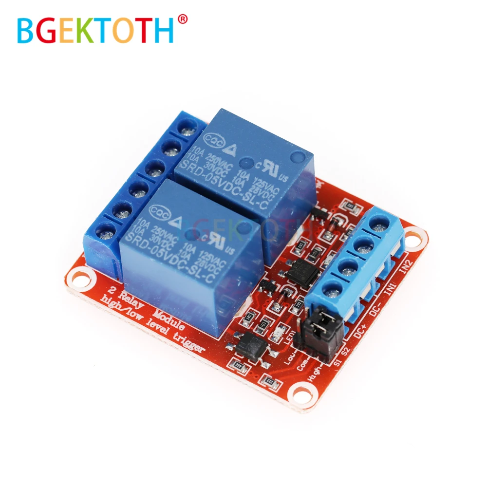 5V 12V 24V 2 Channel 2 Road Relay Module with Optocoupler Isolation Supports High and Low Trigger
5V 12V 24V 2 Channel 2 Road Relay Module with Optocoupler Isolation Supports High and Low Trigger