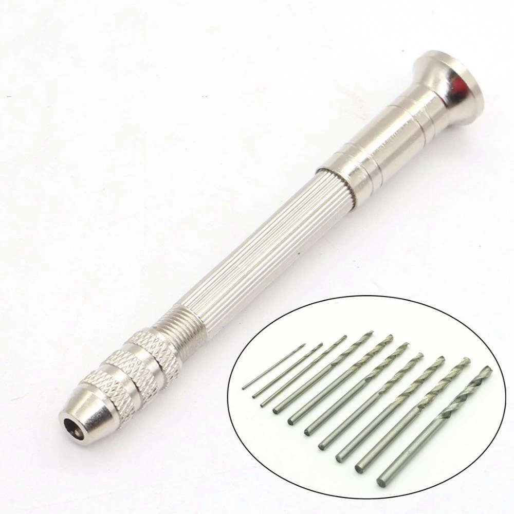 Mini Aluminum Hand Drill + 10pcs Micro HSS Twist Drill Bits For Jewelry Watch Hobby Hand Tool DIY Manual Brilling Tool
Mini Aluminum Hand Drill + 10pcs Micro HSS Twist Drill Bits For Jewelry Watch Hobby Hand Tool DIY Manual Brilling Tool