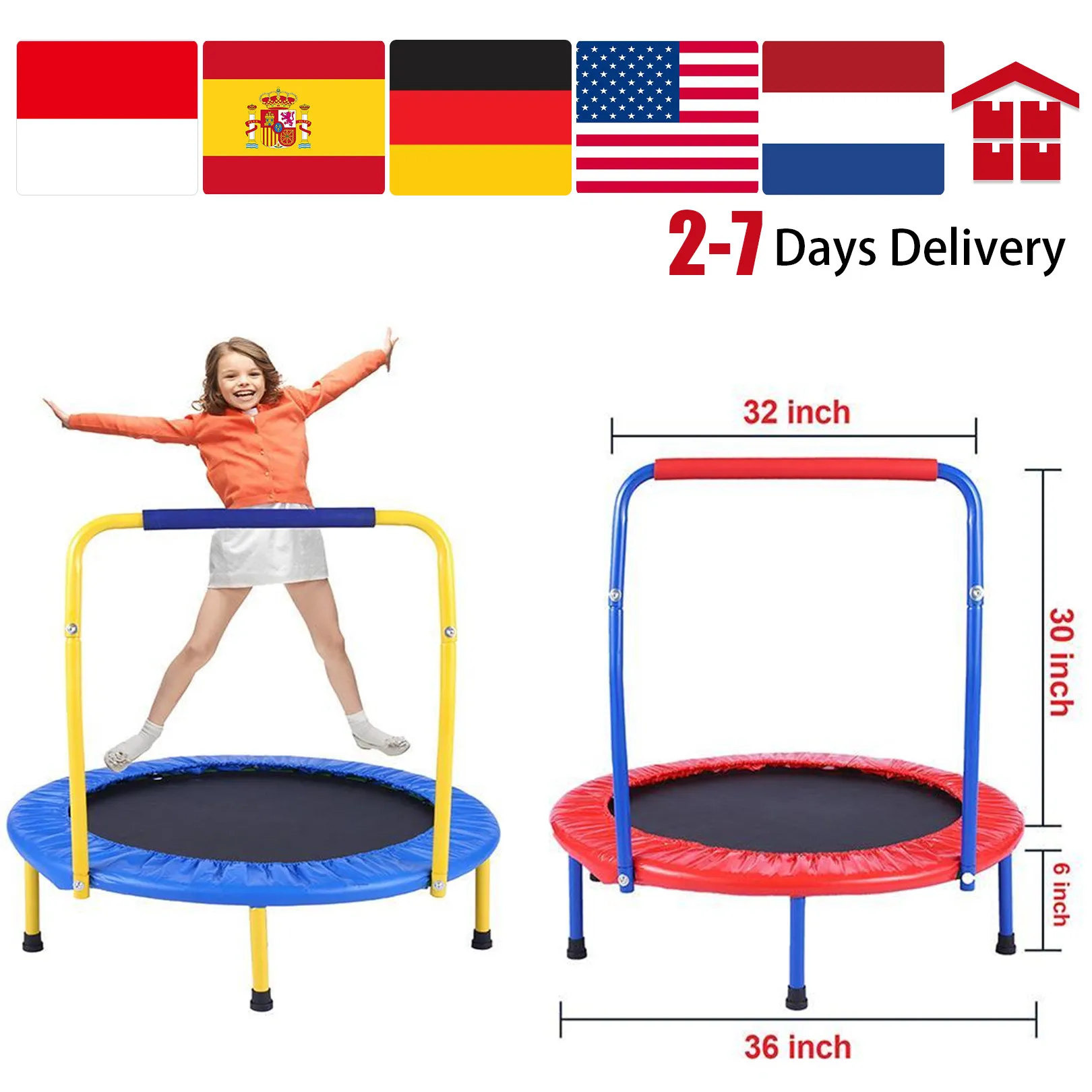 Foldable Kids Trampoline Play Exercise Bounce Jump Sports for Indoor/Outdoor Leg Height: 6 inch
Foldable Kids Trampoline Play Exercise Bounce Jump Sports for Indoor/Outdoor Leg Height: 6 inch