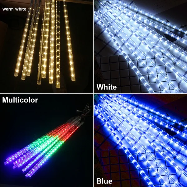 

Waterproof Meteor Shower Rain Lights 30cm 50cm 8 Tubes Drop Icicle Snow Falling Cascading Lights for Wedding Party Christmas