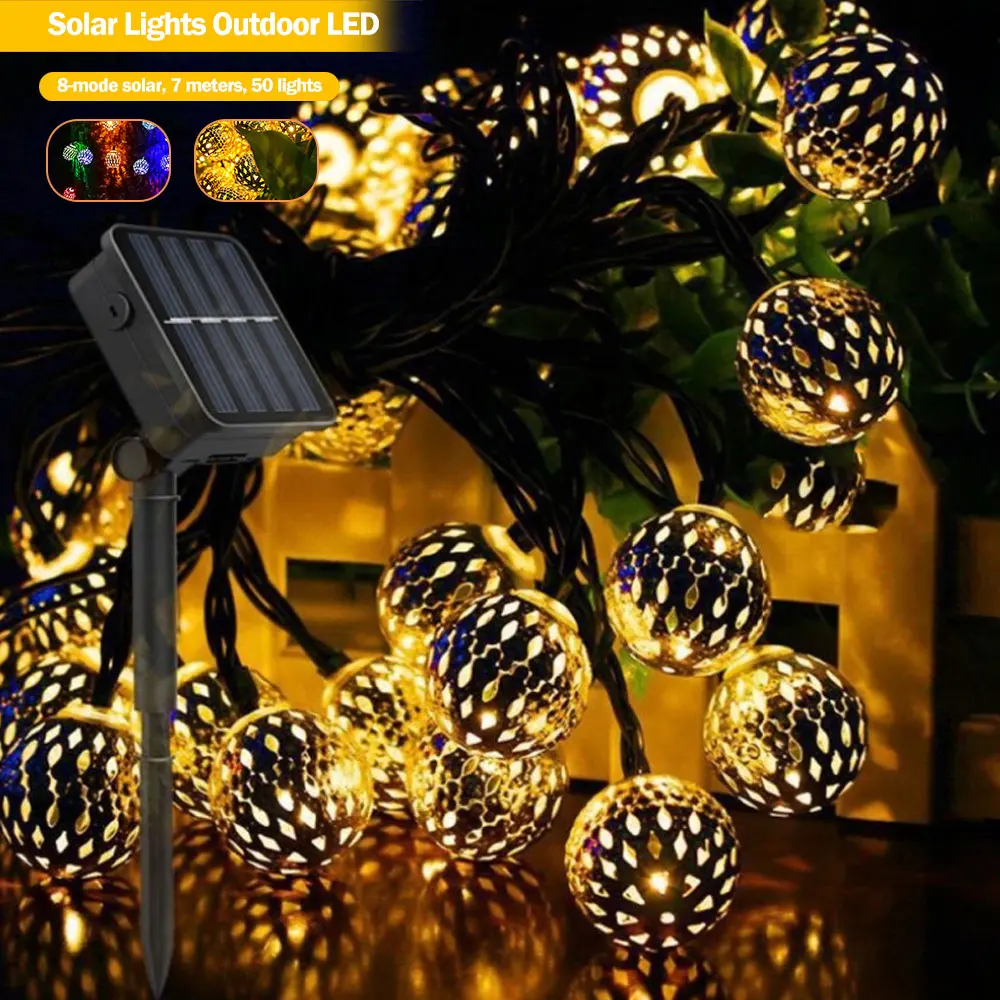 LED Solar String Lights Outdoor Moroccan Ball Hollow Globe Lights Waterproof Solar Powered Patio Light for Garden Party Decor 
LED Solar String Lights Outdoor Moroccan Ball Hollow Globe Lights Waterproof Solar Powered Patio Light for Garden Party Decor