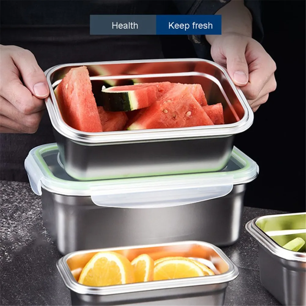 Leak Proof Stainless Steel Lunch Box Portable Kitchen Food Containers Storage Bento Square Airtight Box For Picnics Hikes Travel
Leak Proof Stainless Steel Lunch Box Portable Kitchen Food Containers Storage Bento Square Airtight Box For Picnics Hikes Travel