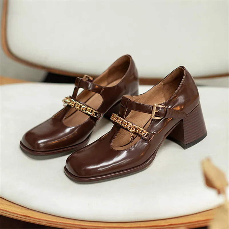 Meotina Genuine Leather Block Heels Pumps High Heel T-Strap Shoes Women Square Toe Chain Buckle Strap Footwear Lady Spring 2021
Meotina Genuine Leather Block Heels Pumps High Heel T-Strap Shoes Women Square Toe Chain Buckle Strap Footwear Lady Spring 2021