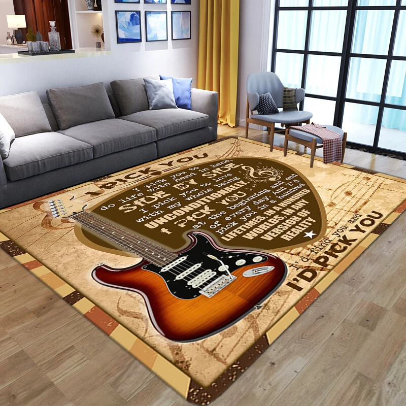 

Guitar 3D Printed Home Area Rugs Child gamer Room Kids Antiskid play floor Mat Soft Flannel Carpets for home Living Room bedroom