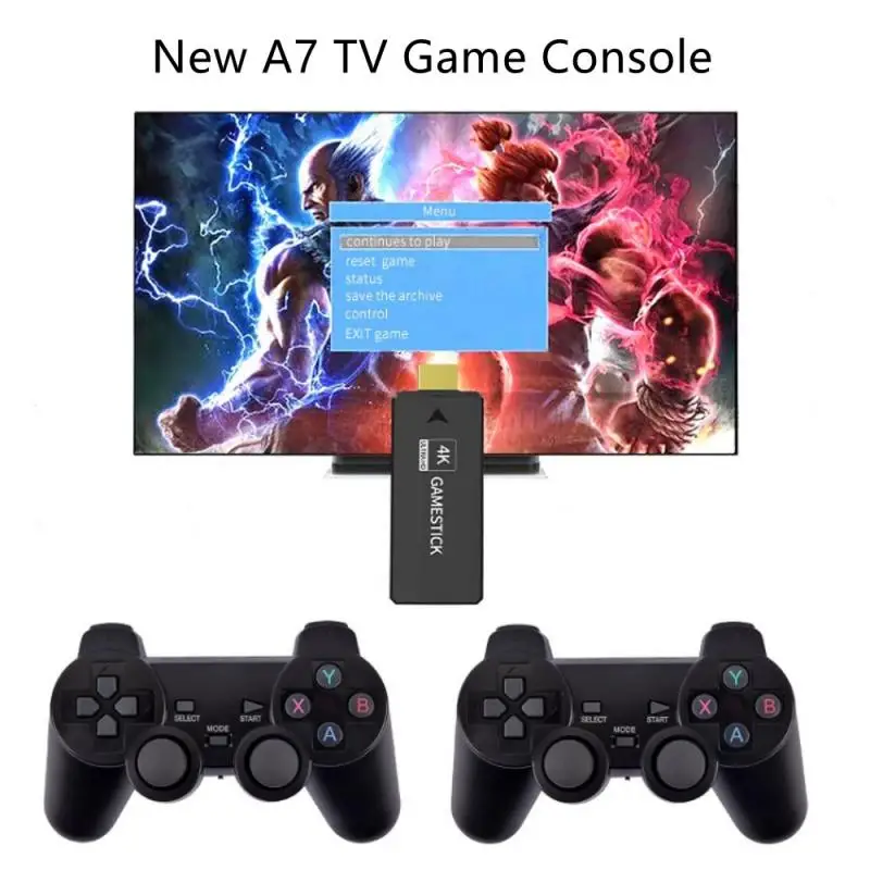 Игровая приставка A7 2,4G, беспроводной контроллер 4K HDMI-совместима с домашней игровой консолью, 10000 встроенных игр с двумя ручками 
Игровая приставка A7 2,4G, беспроводной контроллер 4K HDMI-совместима с домашней игровой консолью, 10000 встроенных игр с двумя ручками