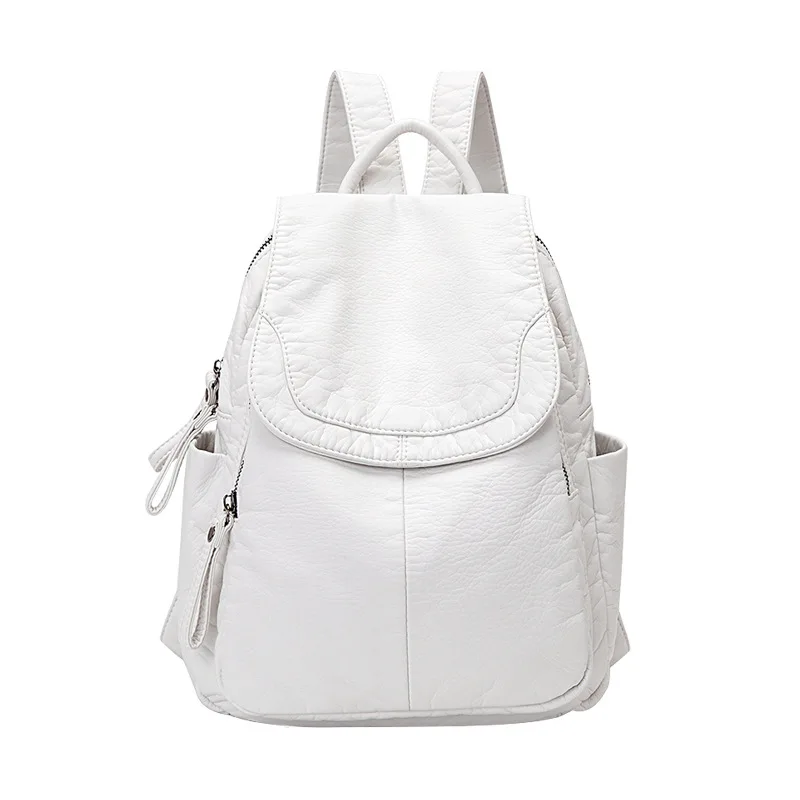 Рюкзак женский из мягкой кожи белый для путешествий | Багаж и сумки