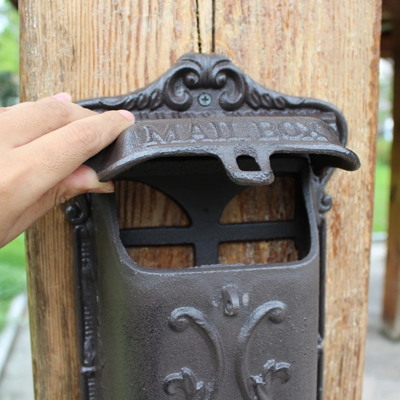 European Vintage Home Garden Decor Middle Size Heavy Sturdy Cast Iron Wall Mounted Mail Box Post Mailbox Letter Boxes | Дом и сад