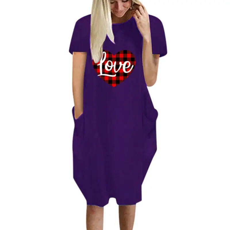 Plus Size Womens Beach Summer Sundress Loose Heart Printed T-shirt Dress
Plus Size Womens Beach Summer Sundress Loose Heart Printed T-shirt Dress