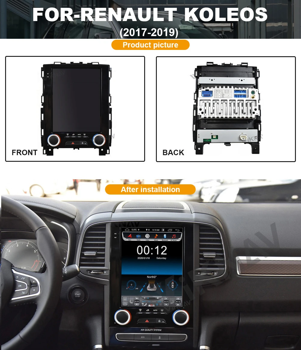 Система Android с вертикальным экраном, автомобильный GPS-навигатор для Renault Koleos 2017-2019, DVD, мультимедийный плеер
Система Android с вертикальным экраном, автомобильный GPS-навигатор для Renault Koleos 2017-2019, DVD, мультимедийный плеер