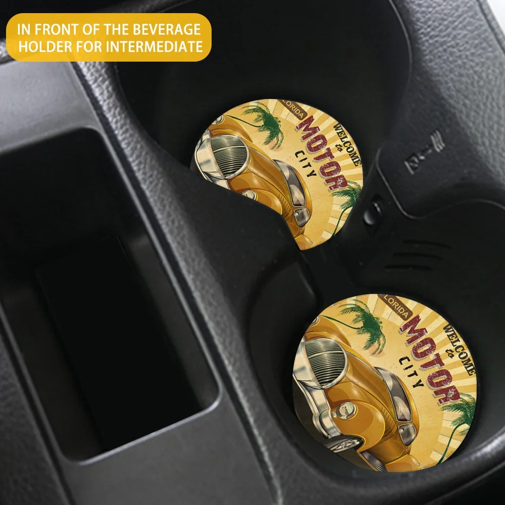 INSTANTARTS 2Pcs Retro Boho Mandala Automobile Cup Placemat Fashion Coaster Bottle Mats Drinking Holder | Автомобили и мотоциклы