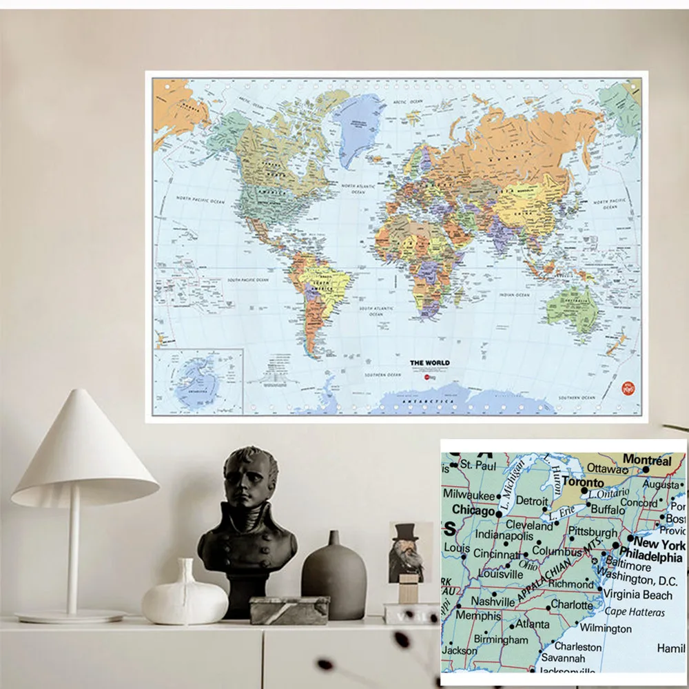 Large World Map Canvas Painting Flip Chart Wall Sticker Mural Decoration For Living Room, Bedroom, Dormitory, Classroom, Office
Large World Map Canvas Painting Flip Chart Wall Sticker Mural Decoration For Living Room, Bedroom, Dormitory, Classroom, Office