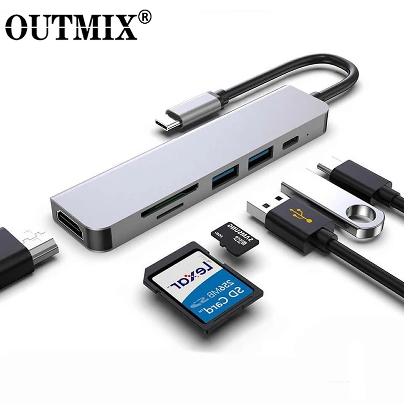 Адаптер для USB Type-C и USB 3,0, 6 в 1
Адаптер для USB Type-C и USB 3,0, 6 в 1