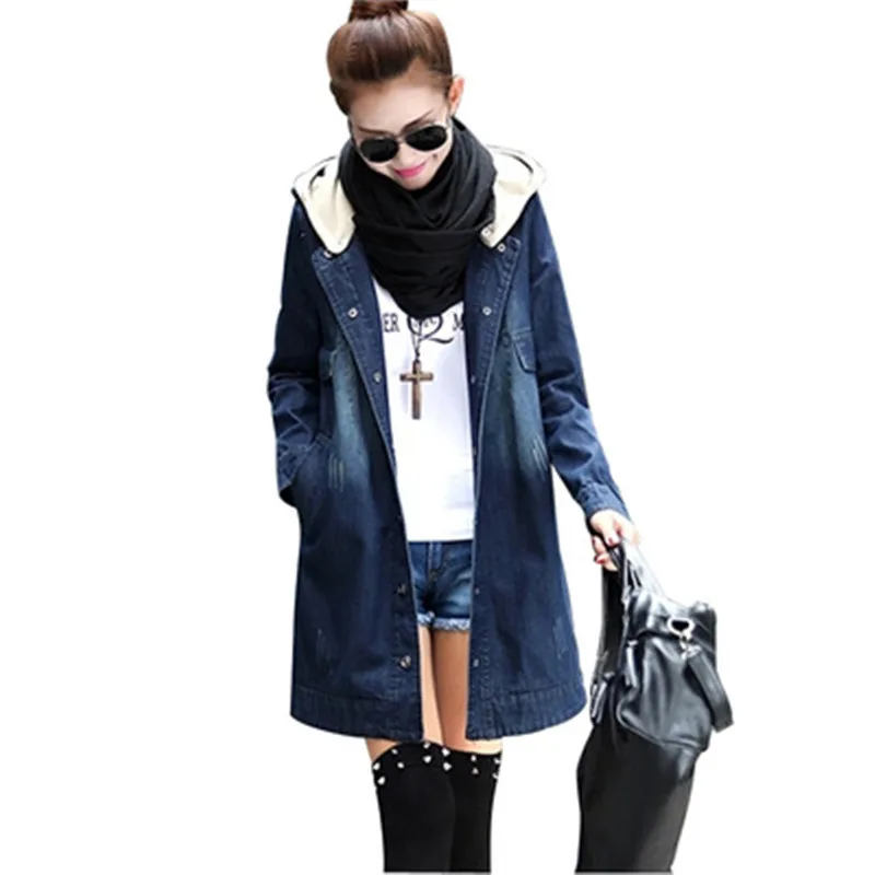 Spring Autumn New Large size Women Denim Jacket Medium long Hooded Casual Long sleeve Windbreaker Jacket 331
Spring Autumn New Large size Women Denim Jacket Medium long Hooded Casual Long sleeve Windbreaker Jacket 331