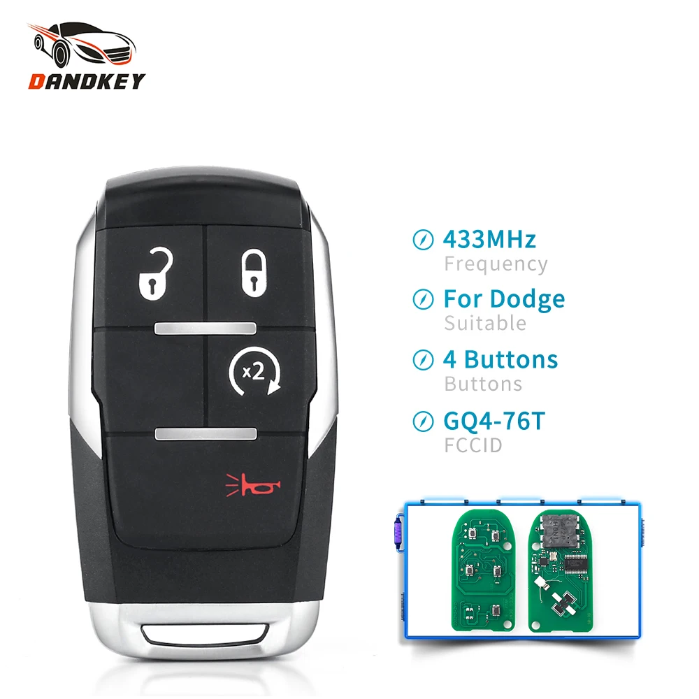 Dandkey GQ4-76T 433Mhz Car Remote Key Keyless For 2019 2020 Dodge Ram Pickup Limited 2500-5500 4 Buttons Smart Key Uncut Blade
Dandkey GQ4-76T 433Mhz Car Remote Key Keyless For 2019 2020 Dodge Ram Pickup Limited 2500-5500 4 Buttons Smart Key Uncut Blade