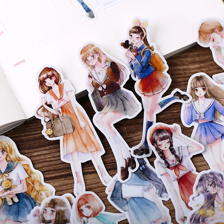 19pcs Anime girl stickers/Scrapbooking Stickers /Decorative Sticker /DIY Craft Photo Albums |