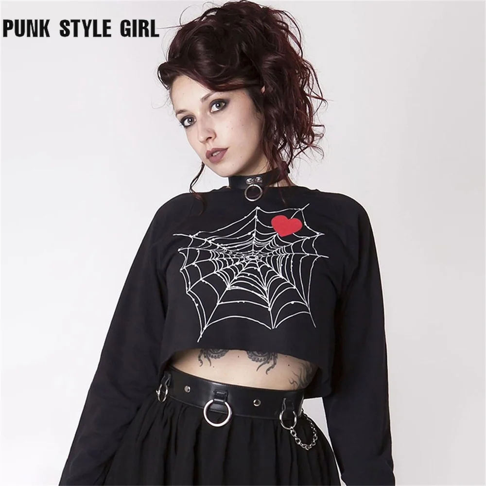 Goth Emo Alt Cobweb Print T-shirt Women Gothic Punk Grunge Crop Tops 90S Harajuku Black Tees Y2k Cyber Heart Tshirt Kawaii Kpop
Goth Emo Alt Cobweb Print T-shirt Women Gothic Punk Grunge Crop Tops 90S Harajuku Black Tees Y2k Cyber Heart Tshirt Kawaii Kpop