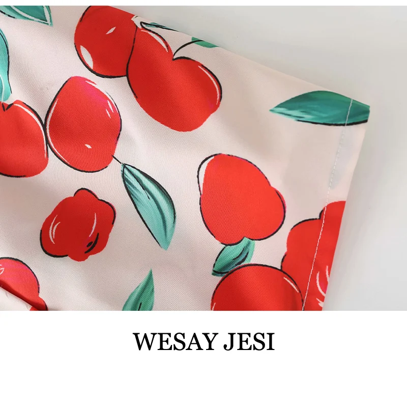 WESAY JESI Spring 2021 Women's Dress European And American Style Cherry Print Shirt Collar Retro All-Match Breasted Clothes
WESAY JESI Spring 2021 Women's Dress European And American Style Cherry Print Shirt Collar Retro All-Match Breasted Clothes
