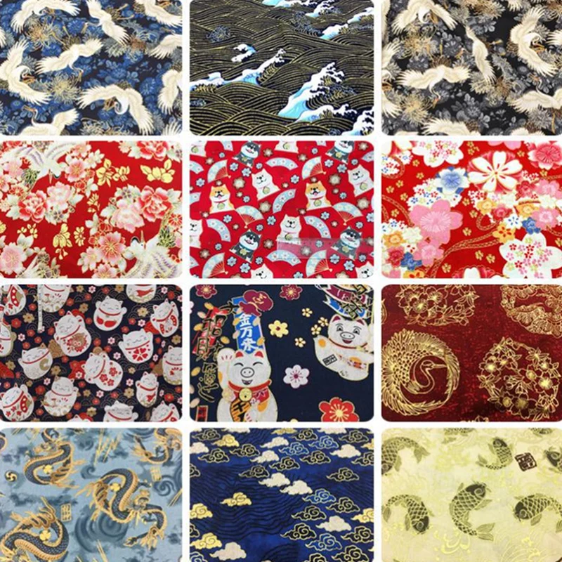 

5 PCs/Set Pure Cotton Fabric Mixed Crane Flower Vintage Handmade Cloth Textile Fabric For Baby Child Patchwork Quilting 25x20cm