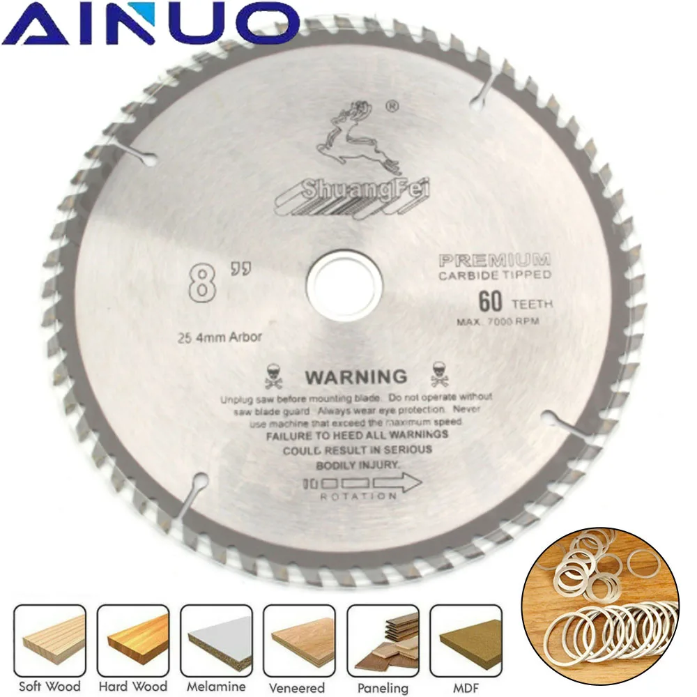 8" 200mm Carbide Circular Saw Blade 40/60Teeth Cutting Disc TCT Woodworking Tool for Metal Aluminum
8" 200mm Carbide Circular Saw Blade 40/60Teeth Cutting Disc TCT Woodworking Tool for Metal Aluminum