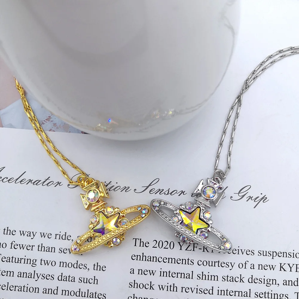 Copper Plated 18K Gold Star Planet Necklace Rhinestone Crystal Punk Charm Pendent Necklace Gold Silver for Women Jewelry Gift
Copper Plated 18K Gold Star Planet Necklace Rhinestone Crystal Punk Charm Pendent Necklace Gold Silver for Women Jewelry Gift