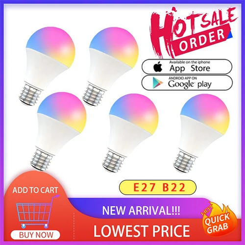 Dimmable B22 E27 LED Lamp RGB+CCT 15W WIFI Smart Bulb APP Control Remote Control Light Bulb Smart Home Accessories Hot Sale
Dimmable B22 E27 LED Lamp RGB+CCT 15W WIFI Smart Bulb APP Control Remote Control Light Bulb Smart Home Accessories Hot Sale